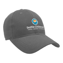 Load image into Gallery viewer, Brushed Cotton Twill Cap with Seattle Children&#39;s Hospital logo.. Color: Charcoal
